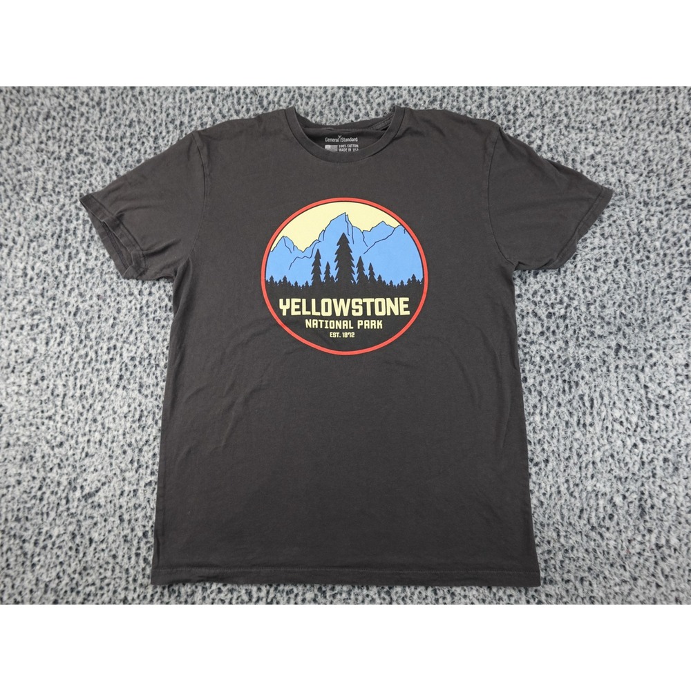 General Standard Yellowstone National Park T-Shirt Mens Medium Grey Good Graphic